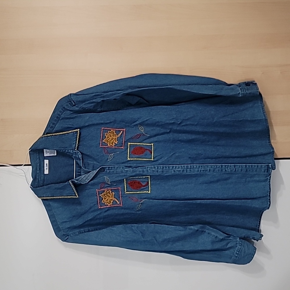 Woman's Ms Lee Blue Jean Button-up Shirt 2X Preloved‎